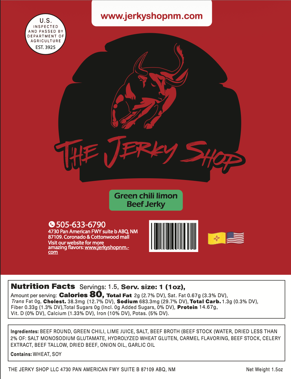 Green Chili Limon Beef Jerky